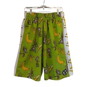 Flow Society Monkey Banana Lacrosse Shorts Large Green Mesh Athletic 5A29MP13